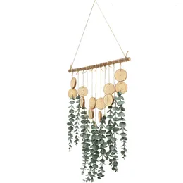 Decorative Flowers Hanging Eucalyptus Leaf Wall Artificial Plants Simulated Green Ornament Wood Fake