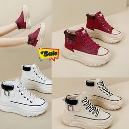 2024 Resistant Comfort High top shoes spring and autumn vintage womens shoes thick soled small white shoes leisure sports board shoes GAI