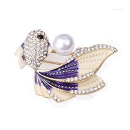 Pins Brooches Style Simple Colour Enamel Brooch Female Sweater Shawl Pin Accessories High-Grade Koi Goldfish Breast Scarf Buckle Drop D Otxvi