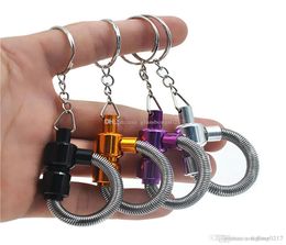 cheap spring metal pipe Aluminum Keychain Tobacco pipe metal mini smoking pipe pipes smoking accessories keychains hand pipes7741627