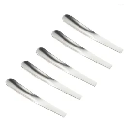 Disposable Flatware 5 Pcs Coffee Scoop Soup Spoons Teaspoon Stainless Steel Small Tools Flat Stirring
