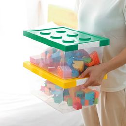 2024 Şeffaf istiflenebilir oyuncak depolama kutusuna snap çocukların yapı taşı depolama kutusu çocukların eğlenceli lego oyuncak kutusu