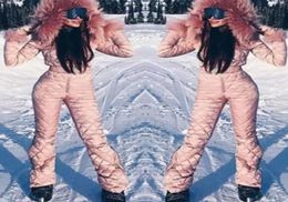Ski Set Jumpsuit Hooded Women Overalls Outdoor Sports Snowboard Jacket OnePiece Ski Suit Warm Waterproof Winter Clothing93620828276111