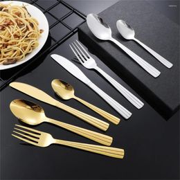Dinnerware Sets Stainless Steel Cutlery El Western Steak Knife And Fork Tableware Set Coffee Spoon Of 4 Kitchen
