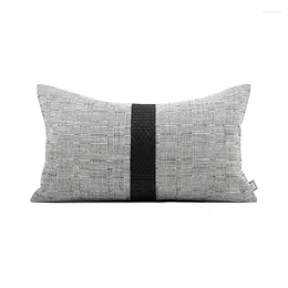 Pillow Luxury Simple Cover For Living Room Black White Geometric Waist Leather Cotton Patchwork Sofa Case