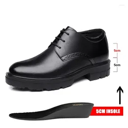 Casual Shoes Heighten 8/10CM Man Platform High Heel Black Dress Formal Office Leather For Men Elegant Business Elevator