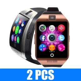 Watches 2 PCS Q18 Dial Call Smart Watches Fitness Tracker Smartwatch Support Sim TF Card Phone Push Message Camera for Android IOS
