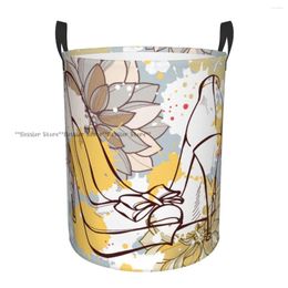Laundry Bags Dirty Basket Floral Shoes Flowers With Butterflies Folding Clothing Storage Bucket Home Waterproof Organizer