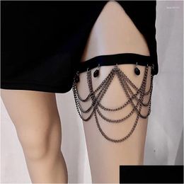 Anklets American Ethnic Style Mti-Layer Tassel Leg Chain Dark Sweet And Cool Spicy Girl Crystal Ring Womens Body Drop Delivery Jewellery Ot3Vn