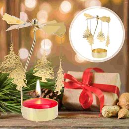 Candle Holders Holder Christmas Tealight Rotating Candlestick With Tree Pendant Rotary Decor