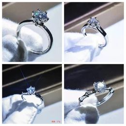 Cluster Rings For Women European And American Jewellery Moissanite Eight Hearts Arrows Open Fashion Casual Niche Hand