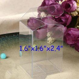 Gift Wrap 100pcs 4x4x6cm Party Favor Tuck Top Clear PVC Plastic Box Packaging Free Shippping