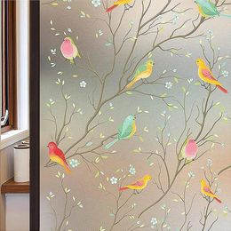 Window Stickers 45x16cm Static Cling Non Adhesive Decorative Glass Cover Privacy Film Home Bathroom Bird Decals Sun Blocking