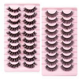 Handgjorda återanvändbara falska ögonfransar fluffiga röriga CRISSCROSS MULTILAYER Tjock Curly 3D Mink Lashes Naturligt mjuka ljusögonfransar Extensions Makeup Accessory