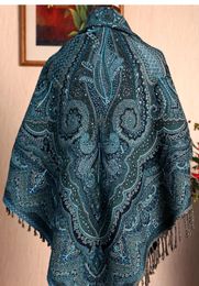 Scarves Wool Large Square Scarf Shawl Imported From India Enlarged And Thickened Versatile Blue Cape Draped Blanket 145-145cm