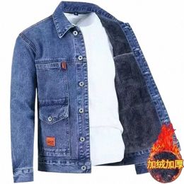 2023 Autumn and Winter New Men's Classic Fi All-Match Denim Jacket Men's Fleece Thickening Warm High-Quality Jacket S-5XL y6Nc#