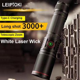 Flashlights Torches Super Powerful LED USB Charging White Laser Wick Aluminium Alloy Tactical Torch Zoom Camping