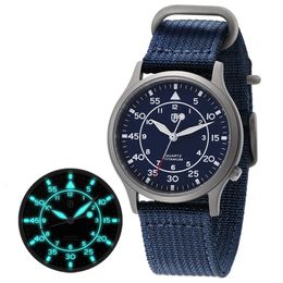 BERNY Mens Quartz Watch VH31 Super Luminous Sapphire Glass Fashion 5ATM Waterproof Vintage Pilot 240315