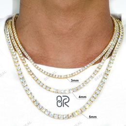 Factory Direct Sales 10K Solid Gold VVS Moissanite Tennis Chain 3Mm 4Mm 5Mm Necklace Bracelet For Men Women Fine Jewellery