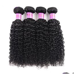 Hair Wefts Brazilian Virgin Human Bundles Kinkly Curly Natural Colour 100% Unprocessed Weaves Extensions 8 28 Inch Drop Delivery Produc Otqyi