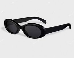 Lunettes de soleil mode 4S194 sunglasses design cadre ovale minimaliste pur miroir noir voyage style ete protection UV400 qualite 9448428