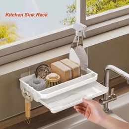 Kitchen Storage Sink Rack Wall-mounted Towel Sponge Drain Dishwashing Cloth Shelf Bathroom Soap Holder Desktop Organizer