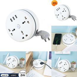 2024 Other Home Appliances EU US UK AU Plug Round Universal Power Strip Portable Extension Cord Socket Plug With 3 USB Phone Charger Cable Smart Home