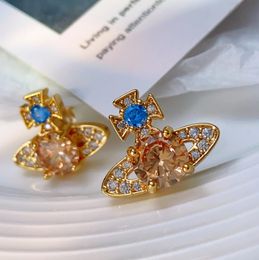 New designed Luxury planet star pearl Earrings French Retro Colored crystal Saturnus women Ear stud Designer Jewelry TE-360638