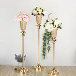 Vases 10 Pcs Gold Flower Vase For Wedding Centerpiece Decorative Tabletop Metal Trumpet Floral Stand Christmas Reception Annivers