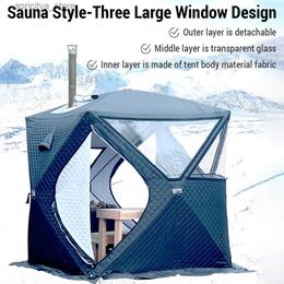 Tents and Shelters Ice fishing tent sauna and chimney style portable shelter easy to set up winter fishing tent ice fishing tent waterproof and windproof24327