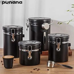 Storage Bottles Jars Punana Large Capacity Coffee Storage Container Stainless Steel Coffee Bean Can Sealing Coffee Filling Food Storage Container 240327