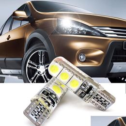 Lampadine per auto Stylig 2 pezzi T10 5050 6Smd Canbus Larghezza luce interna Led lettura stroboscopica Dc12V Cristallo Evidenziare Nessun avviso Consegna di goccia Au Otqko