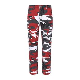 Loose Fit Red Camouflage Fashion Trend Casual Mens Zipper Design Jeans for Men