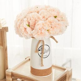 Decorative Flowers 5pcs Beautiful Artificial Peony Realistic White Bouquet Soft Silk Table Decor