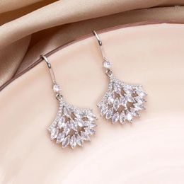 Dangle Earrings Fashion Peacock Tail Shape Copper Inlay Zircon Luxury For Women Trending Products Wedding Party Gifts Girls Jewellery