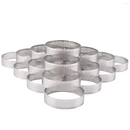 Baking Moulds 20Pcs Circular Tart Rings With Holes Fruit Pie Quiches Cake Mousse Kitchen Mould Perforated Ring 8cm