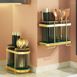 Kitchen Storage Luxury Chopsticks Spoon Box Household Wall Drain Tube Shelf Basket