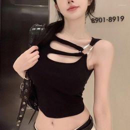 Women's Tanks Summer Streetwear Sexy Fashion Hollow Out Vest Ladies Harajuku Y2K Casual Solid Colour Tank Top Women Sleeveless Pullovers