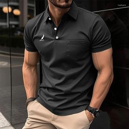 Men's Polos Men Summer Short Sleeve Casual Polo Shirt With Pocket.