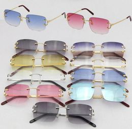 Whole Sell Rimless T8200816 delicate Unisex Fashion Sunglasses Metal driving glasses C Decoration High Quality designer UV400 5384764