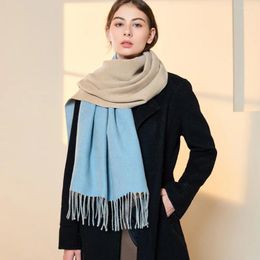 Scarves Luxury Cashmere Women Scarf Solid Colour Winter Warm Long Bandana Pashmina Foulard Female Double Side Tassel Shawl Wraps