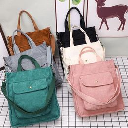 Totes Japanese Handbags Student Bookbag Female Canvas Shoulder Tote Corduroy Designer Messenger Bag