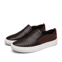 Casual Shoes Men Oxfords Genuine Leather Men's Fashion Breathable Hand Woven Antiskid Simple