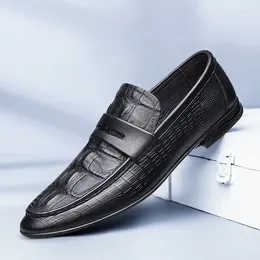 Casual Shoes Mens Wedding Black Brown Genuine Leather Brogue Men's Dress Slip On Business Formal For Men Moccasins