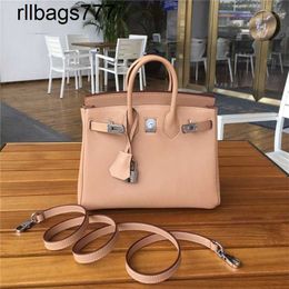 Handbag Genuine Designer Leather Bk Swift Cow Bag Small Size 25 Women's Silver Button High-grade One Shoulder Messenger