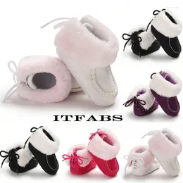 Boots Infant Born Baby Boy Girl Cashmere Plush Winter Snow Bandage Warm Soft Sole Crib Shoes Prewalkers Pink White Black Gray