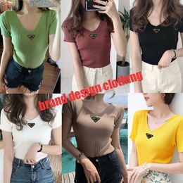 Designer Women T Shirt Tank Top Short Sleeve Yoga Tees Female Moisture Knitting High Bounce Workout Clothes Sport Tops