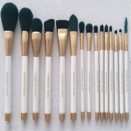 NEW bdellium tools 15 PCS White handle gold tube Makeup Brushe Set Make Up Tools Kit Powder Blending brushes4345092