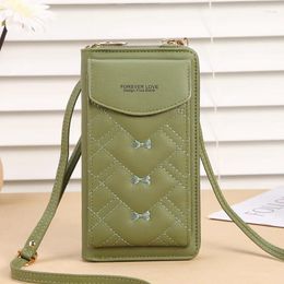 Shoulder Bags Bow Embroidery Phone For Women Fashion PU Leather Crossbody Bag Female ID Card Coin Money Storing Clutch