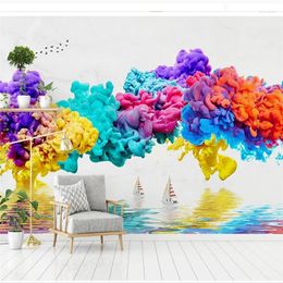 Wallpapers Wellyu Papier Peint Wallpaper For Walls 3 D Custom Ink And Smoke Abstract Background Wall Decoration Painting